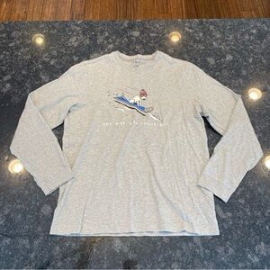 LL Bean Christmas The Way Life Should Be Tee T Shirt Medium Reg Cartoon Dog Sled